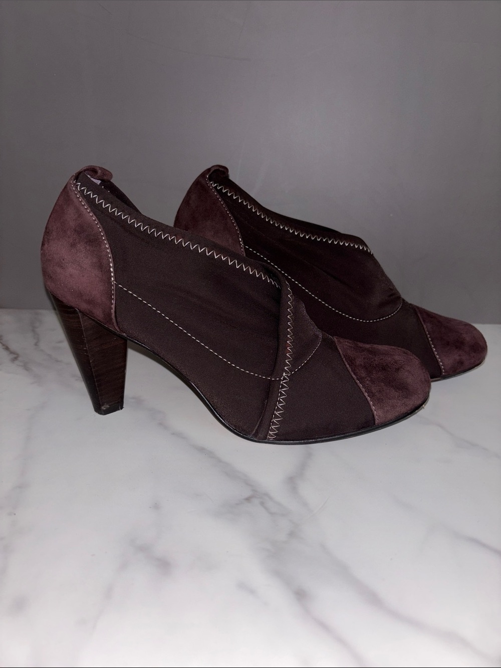 Taryn Rose Suede & Stretch Fabric Heel Booties